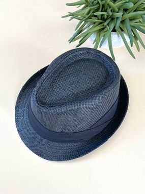 Brand New Black Woven Fedora Hat